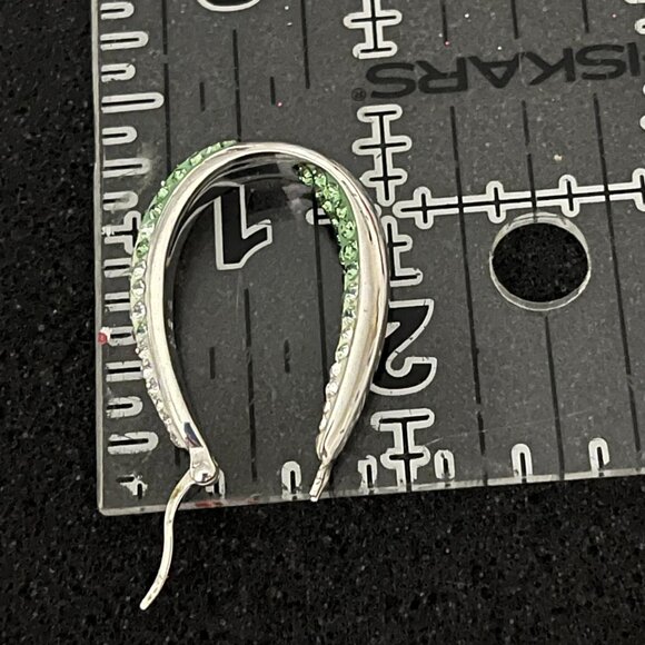 Green to White Ombre Crystals Inside Out Hoop Earrings Sterling Silver 925 AU - Picture 5 of 6